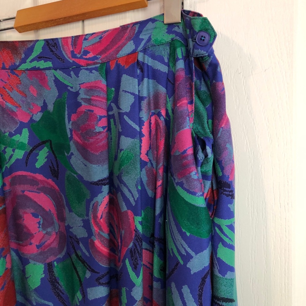 Vintage SILK Floral Skirt Garden Girl